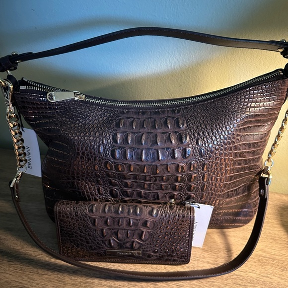 Brahmin Cocoa Folly Heather shoulder bag and Ady wallet - Picture 1 of 14